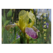 GOURMET glass cutting boards gifts Irises Floral