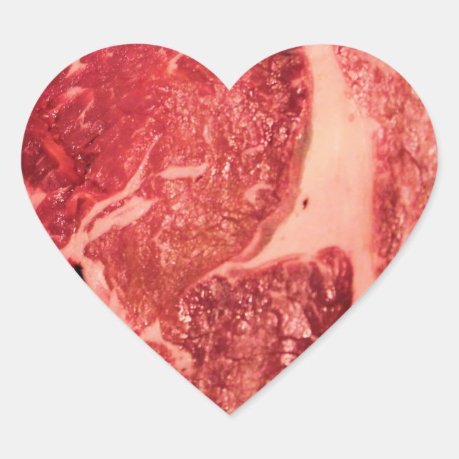 Gourmet Grill Master Ribeye Steak Photo Heart Sticker (Front)