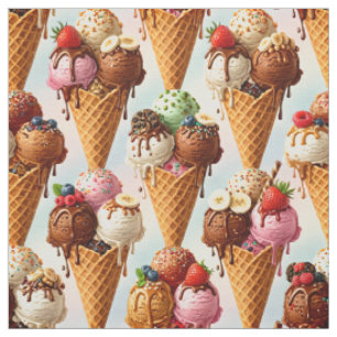 Gourmet Ice Cream Cones Seamless Fabric
