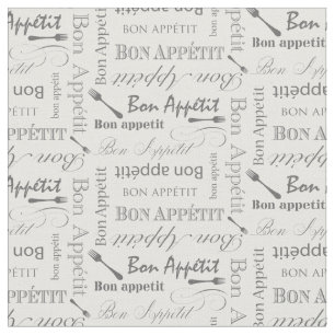 Gourmet Kitchen Bon Appetit Retro Typography Fabric