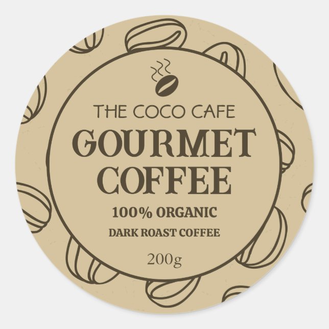 Gourmet Personalised Coffee Label Sticker  (Front)