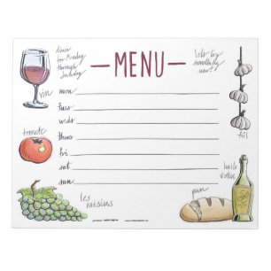 Gourmet Weekly Dinner Menu Sticky Notepad