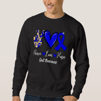 Gout Awareness Peace Love Hope Blue Ribbon Sweatshirt