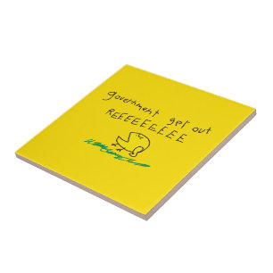 Government get out REE SNEKRIGHT Gadsden Flag Ceramic Tile