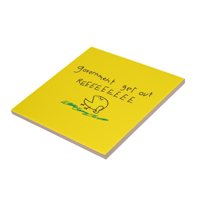 Government get out REE SNEKRIGHT Gadsden Flag Ceramic Tile (Side)