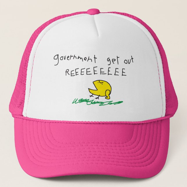 Government get out REE SNEKRIGHT Gadsden Flag Trucker Hat (Front)