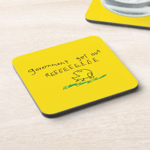 Government get out REE SNEKRIGHT Gadsden Flag x6 Coaster
