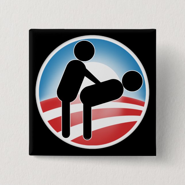 Government Obama Style 15 Cm Square Badge (Front)