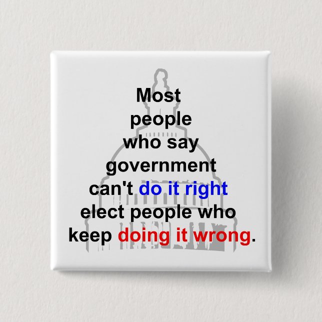 Government Right Wrong 15 Cm Square Badge (Front)