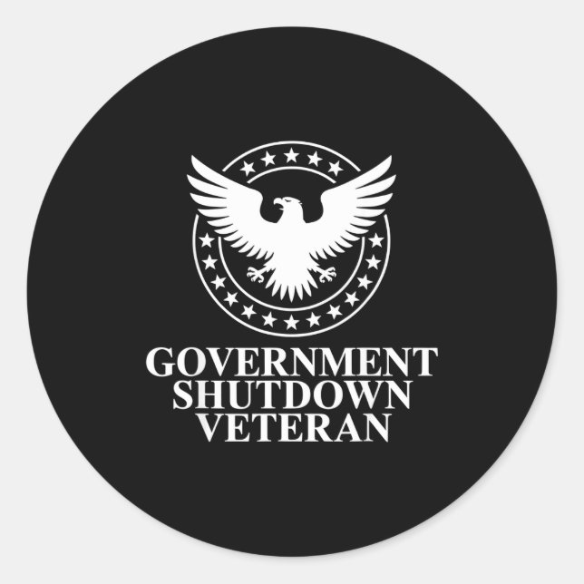 Government Shutdown Veteran Eagle Patriotic Litica Classic Round Sticker (Front)