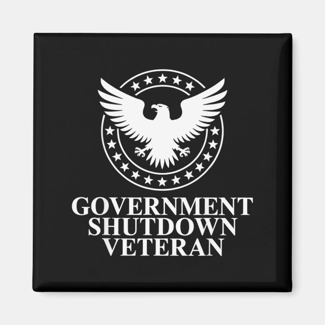 Government Shutdown Veteran Eagle Patriotic Litica Magnet (Front)