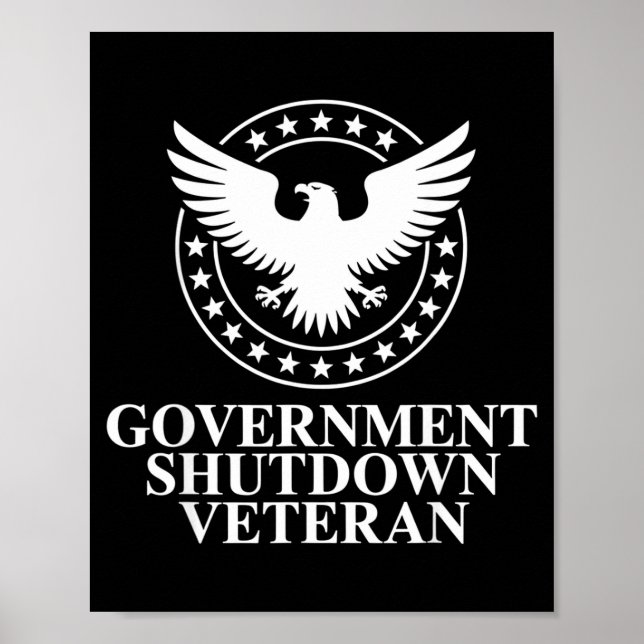 Government Shutdown Veteran Eagle Patriotic Litica Poster (Front)