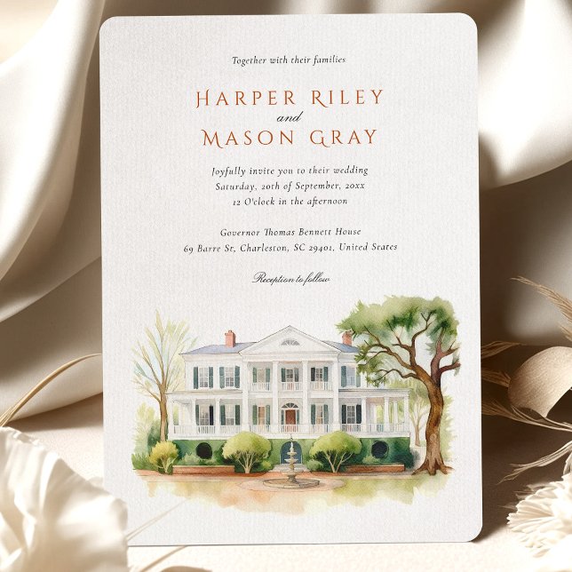 Governor Thomas Bennett House Charleston Wedding Invitation (Creator Uploaded)