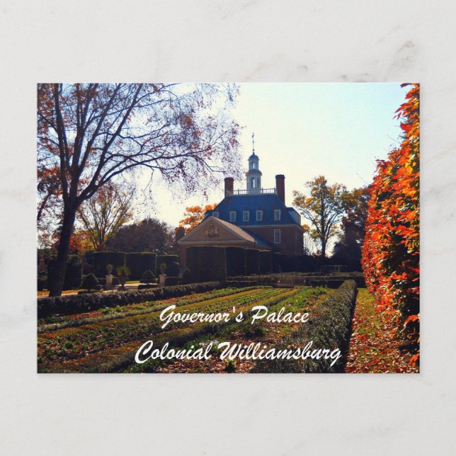 Governor's Palace, Colonial Williamsburg Postcard (Front)