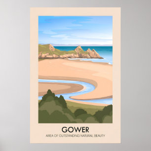 Gower AONB Travel Poster