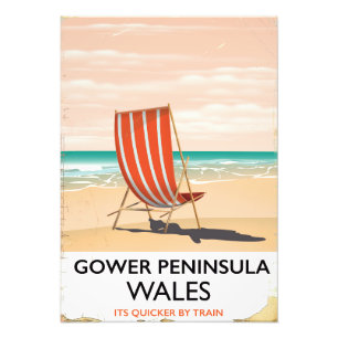 Gower Peninsula Wales vintage travel poster