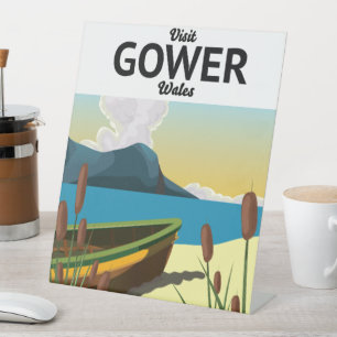 Gower Wales travel poster Pedestal Sign
