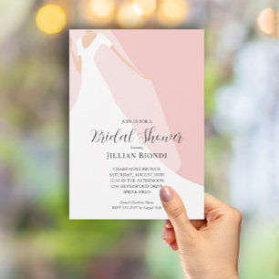 Gown and Veil Blush Pink Bridal Shower Invitation