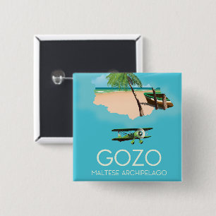 Gozo , Maltese archipelago Map Travel poster. 15 Cm Square Badge