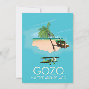 Gozo , Maltese archipelago Map Travel poster. Invitation