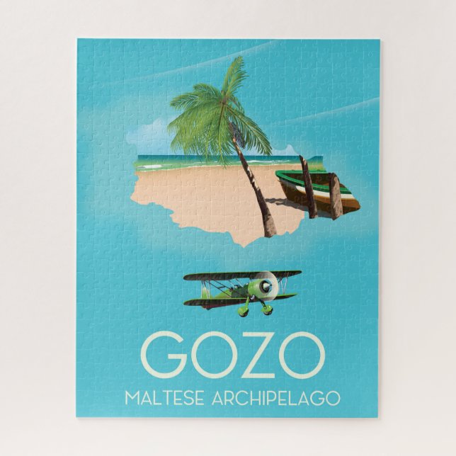 Gozo , Maltese archipelago Map Travel poster. Jigsaw Puzzle (Vertical)
