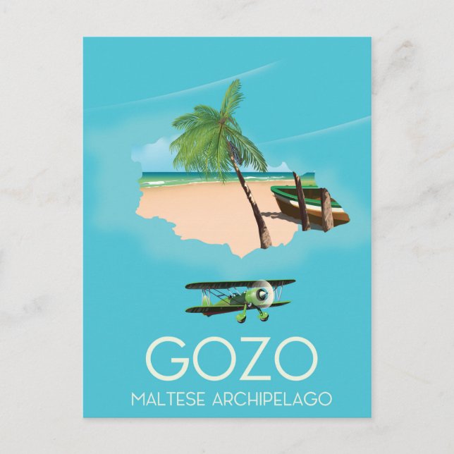 Gozo , Maltese archipelago Map Travel poster. Postcard (Front)