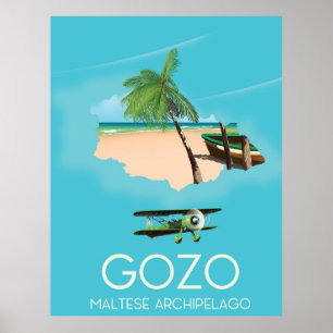 Gozo , Maltese archipelago Map Travel poster. Poster