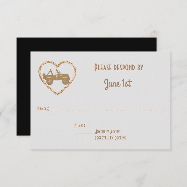 GP Off Road 4X4 & Names in  Heart Wedding RSVP Invitation (Front/Back)