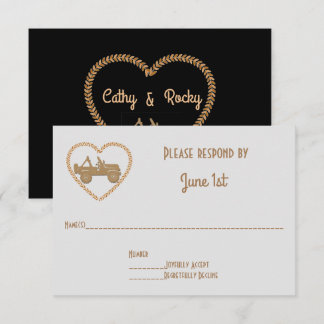 GP Off Road 4X4 & Names in  Heart Wedding RSVP Invitation