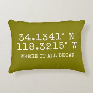 GPS Coordinates and Photo Personalised Decorative Cushion