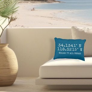 GPS Coordinates and Photo Personalised Decorative Cushion