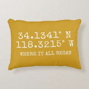 GPS Coordinates and Photo Personalised Decorative Cushion