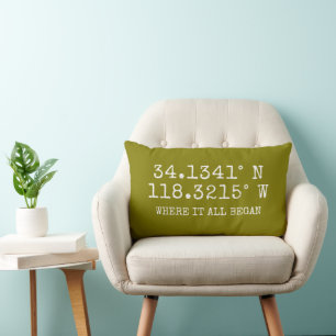  GPS Coordinates and Photo Personalised Lumbar Cushion