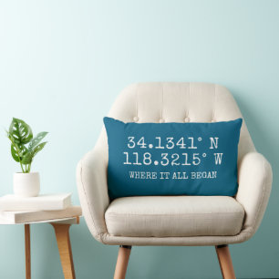  GPS Coordinates and Photo Personalised Lumbar Cushion