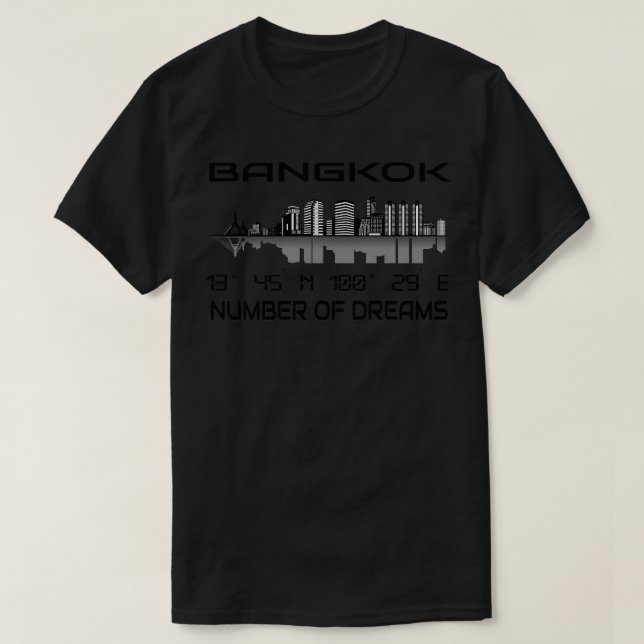 Gps Coordinates Bangkok Skyline Dream City 2 T-Shirt (Design Front)