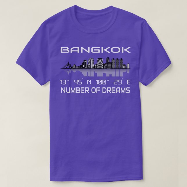 Gps Coordinates Bangkok Skyline Dream City T-Shirt (Design Front)