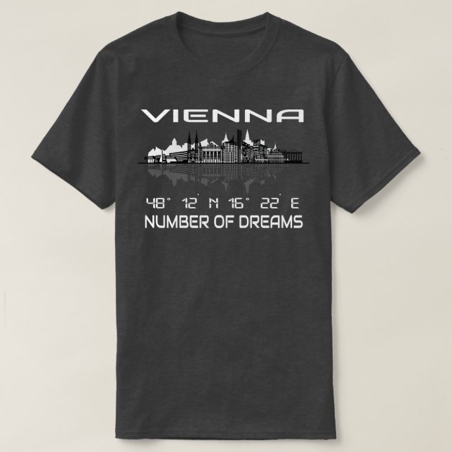 GPS Coordinates Capital Vienna Skyline T-Shirt (Design Front)