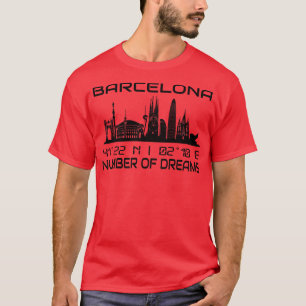 GPS Coordinates City Barcelona Skyline T-Shirt