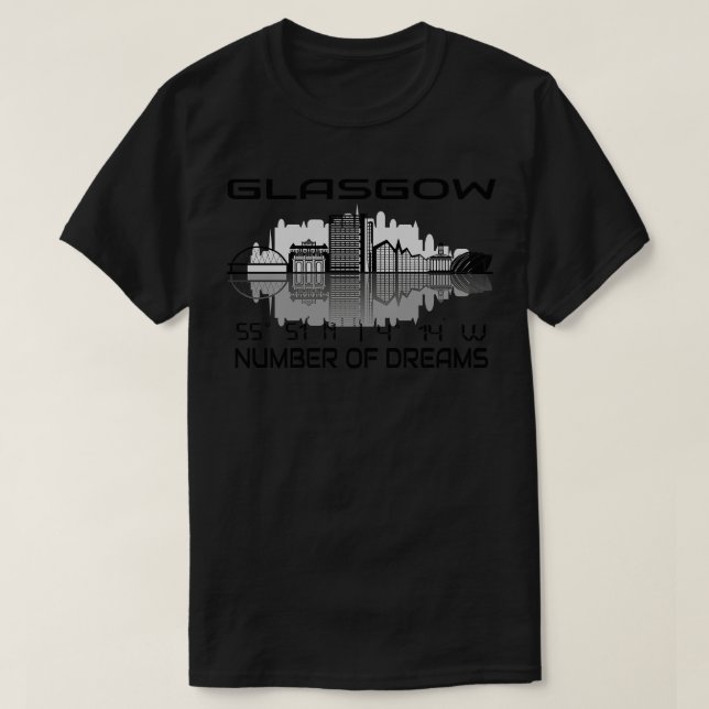 GPS Coordinates City Glasgow Skyline Dream City 3 T-Shirt (Design Front)