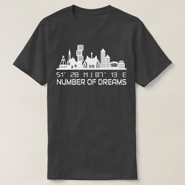 GPS Coordinates City Of Bochum Skyline Dream City T-Shirt (Design Front)