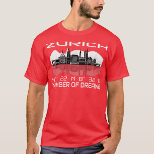 Gps Coordinates City Zurich Skyline Dream City T-Shirt