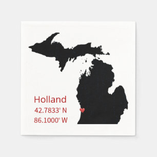 GPS Coordinates of Holland Michigan Napkin