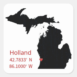 GPS Coordinates of Holland Michigan Square Sticker