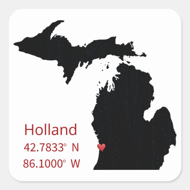 GPS Coordinates of Holland Michigan Square Sticker (Front)