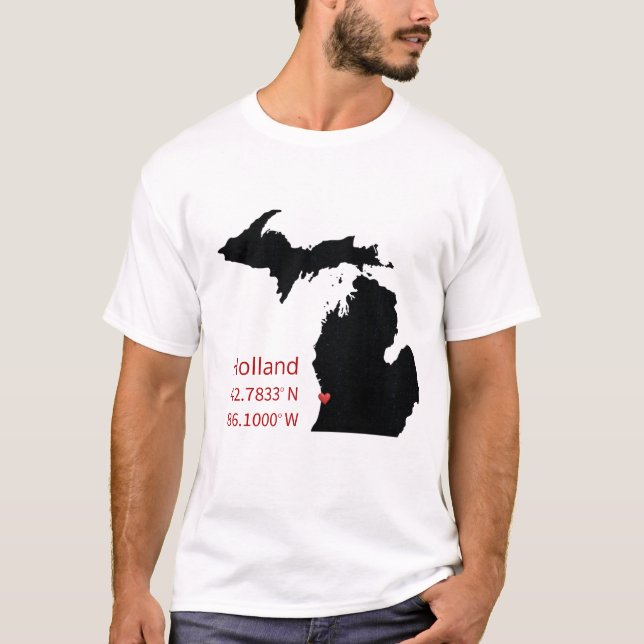 GPS Coordinates of Holland Michigan T-Shirt (Front)