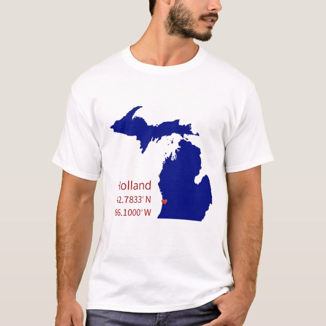 GPS Coordinates of Holland Michigan T-Shirt (Front)