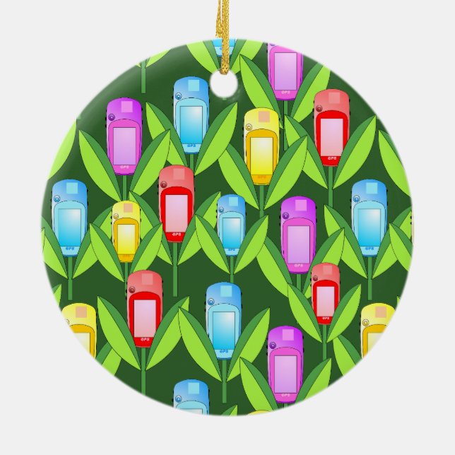 GPS Flowers Ceramic Ornament (Back)