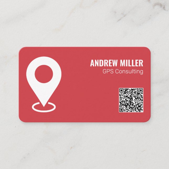 GPS Services QR (Red) Business Card (Front)