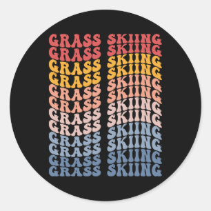 Gr Skiing Groovy Retro Sports Classic Round Sticker