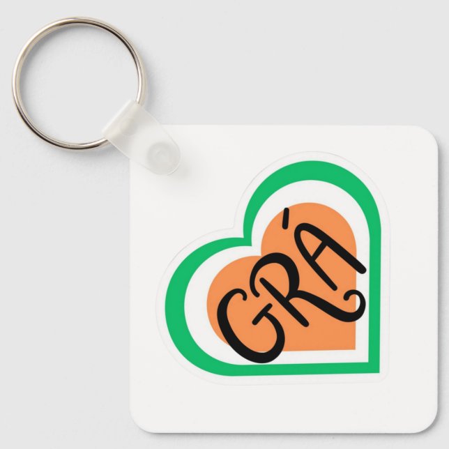 Grá - Irish Love design - Irish Language Key Ring (Front)